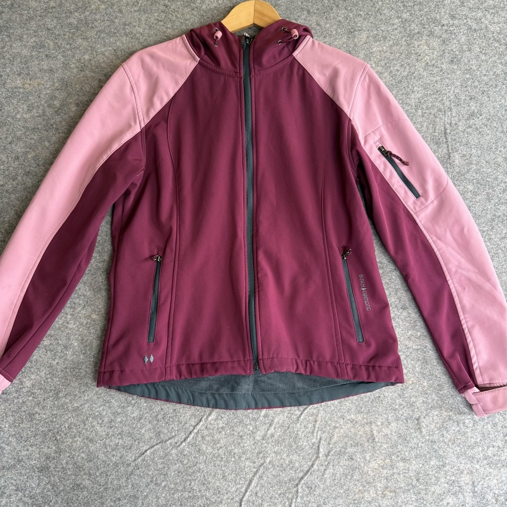 Black Diamond Double Diamond Jacket Womens Medium Pink Hooded Softshell Skiing